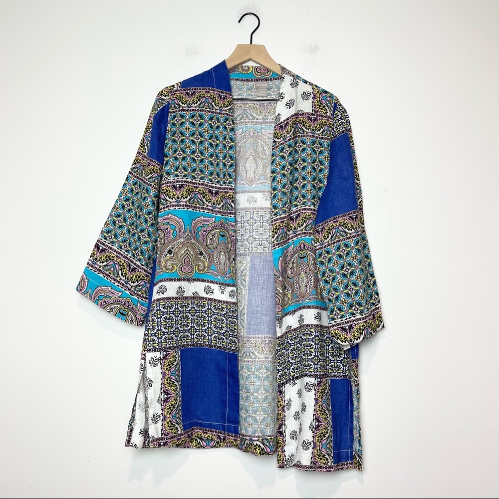 Chico’s | Patchwork 100% Linen Duster Jacket Paisley size 1 / medium